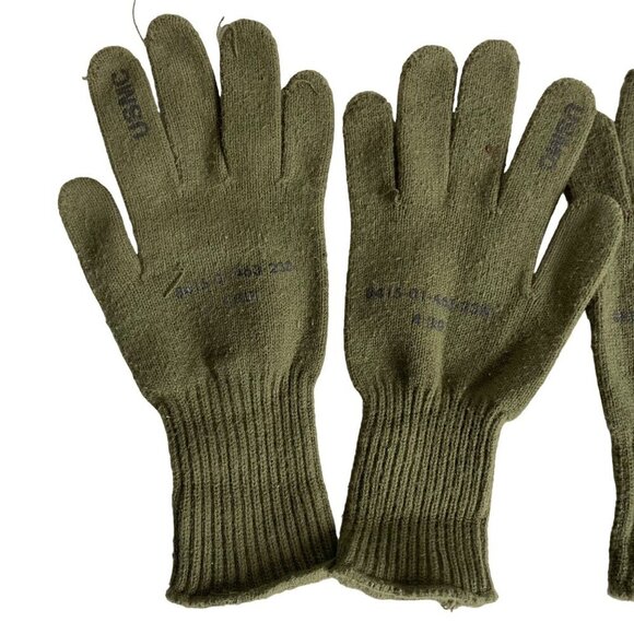 Lot 2 Pairs USMC Wool Glove Inserts Enhanced Grip Liners Olive Drab Marine Corps - Picture 2 of 7